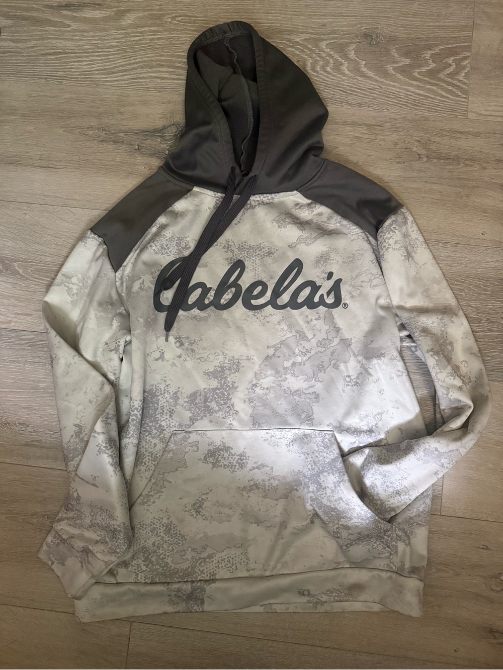 Cabela's Hooded Pullover in Light Camo and Charcoal Accents